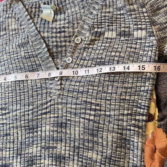 Sundance Blue Create Beauty Henley V neck ribbed thermal XS - Picture 7 of 8